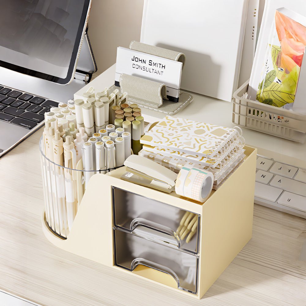 桌面旋轉收納桶|文具美妝一桶收整齊