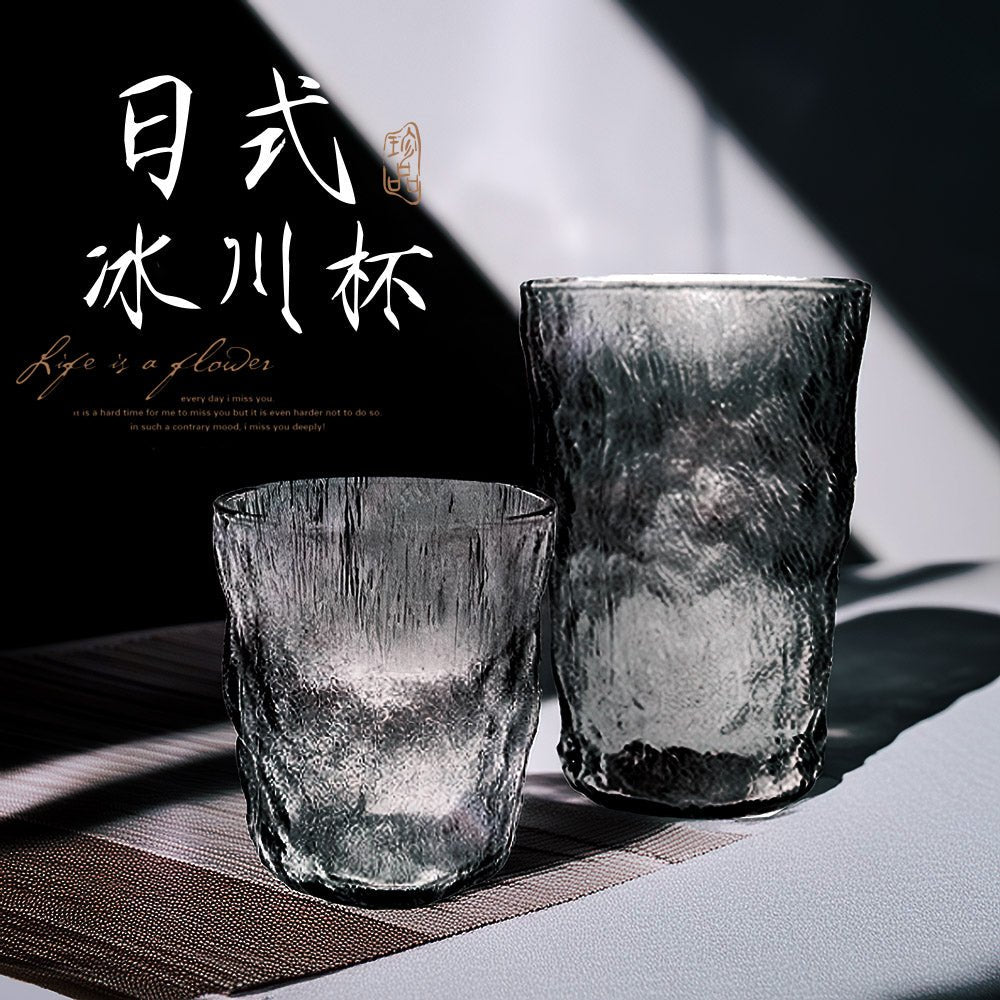 冰川紋玻璃杯|270ml/330ml 可選・厚實杯底不易破・冷熱通用多色百搭