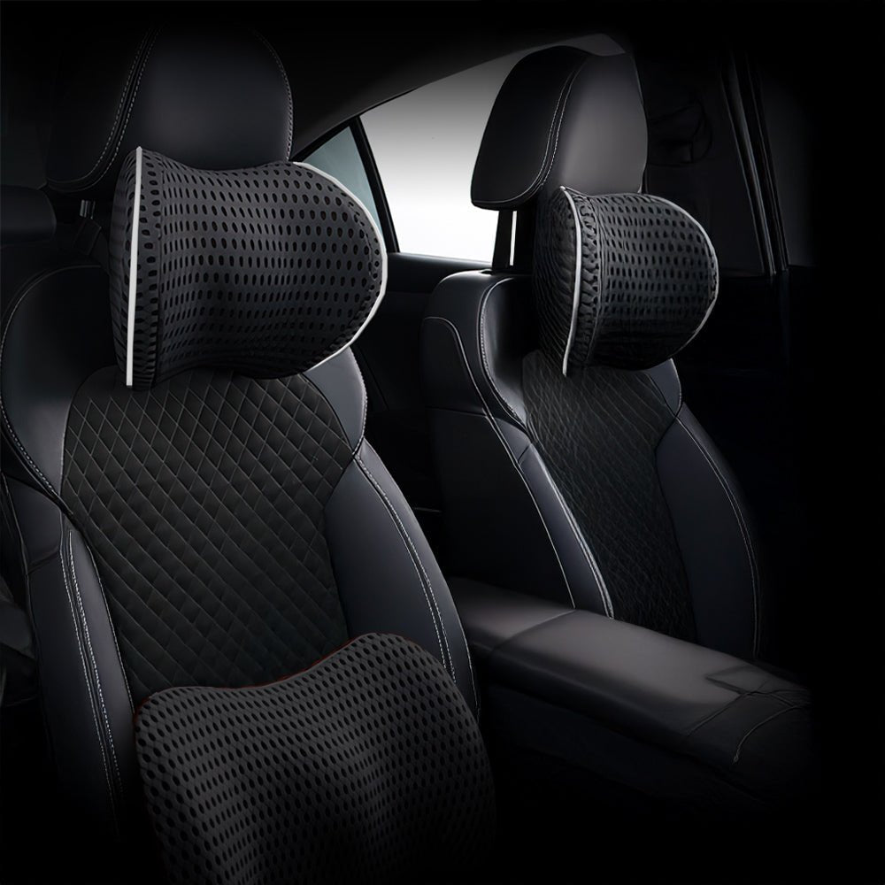 透氣車用靠枕頭枕組|長途駕駛好舒服・腰頸放鬆不悶熱