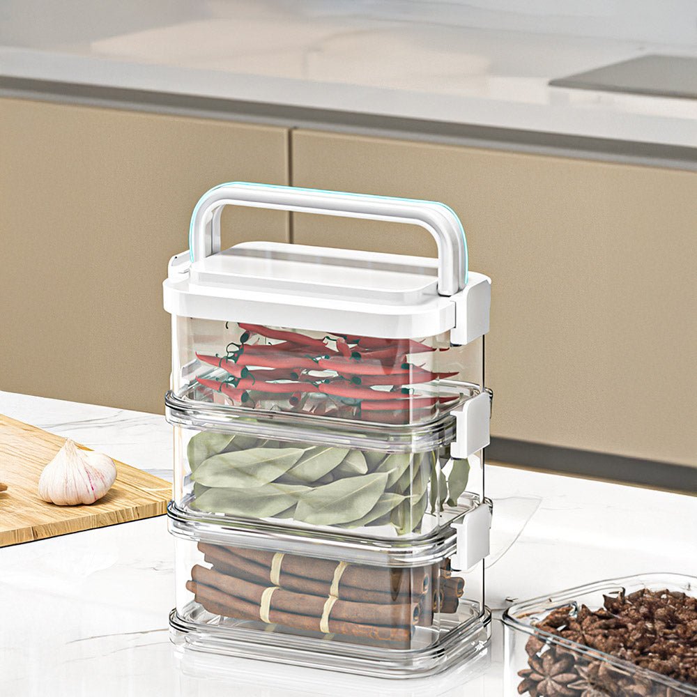 透明分層食材盒|準備香料更清爽・廚房收納不手忙腳亂