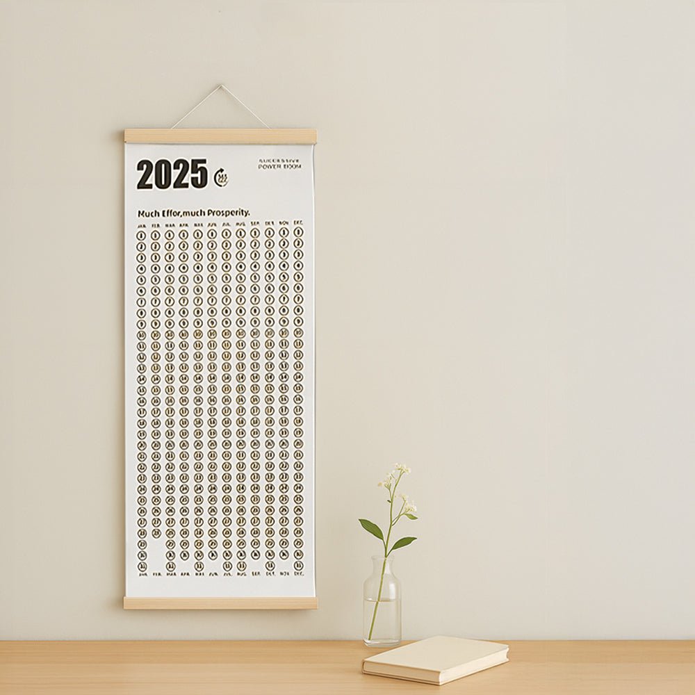 2025-2026 行事曆掛軸|實木框架・白牛皮紙印刷・年度計畫與習慣養成