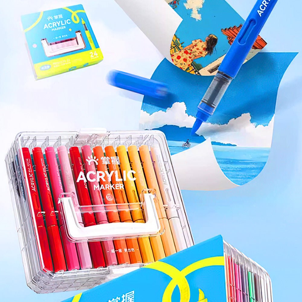 直液式丙烯馬克筆 48 色|透明筆桿・速乾不掉色・DIY 手繪專用 |上手家居