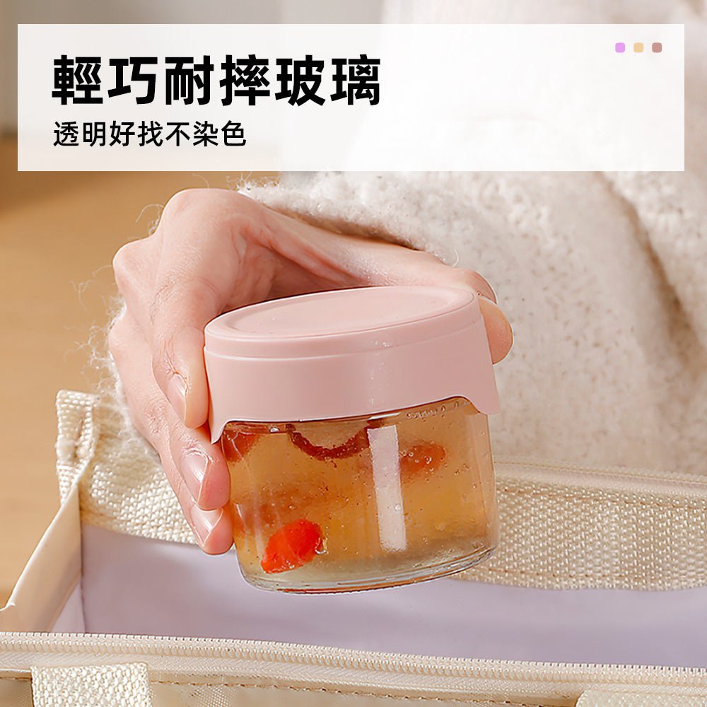 可微波副食品盒 4罐組|食品級玻璃耐熱設計・矽膠密封防漏・冷凍冷藏加熱三用