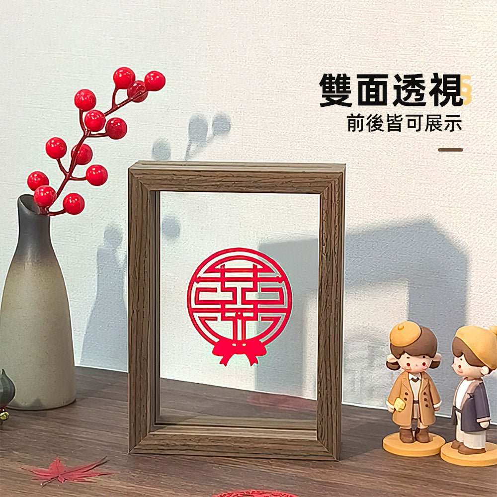 透明玻璃中空相框|雙面展示立體相框・乾燥花標本擺飾・三件組