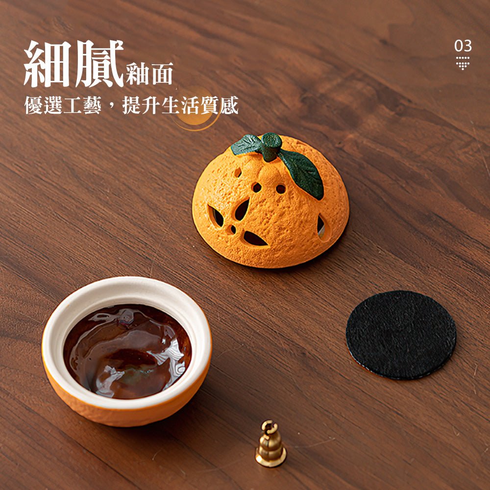 橘子盤香爐|陶瓷香爐・造型薰香爐・桌上靜心香具