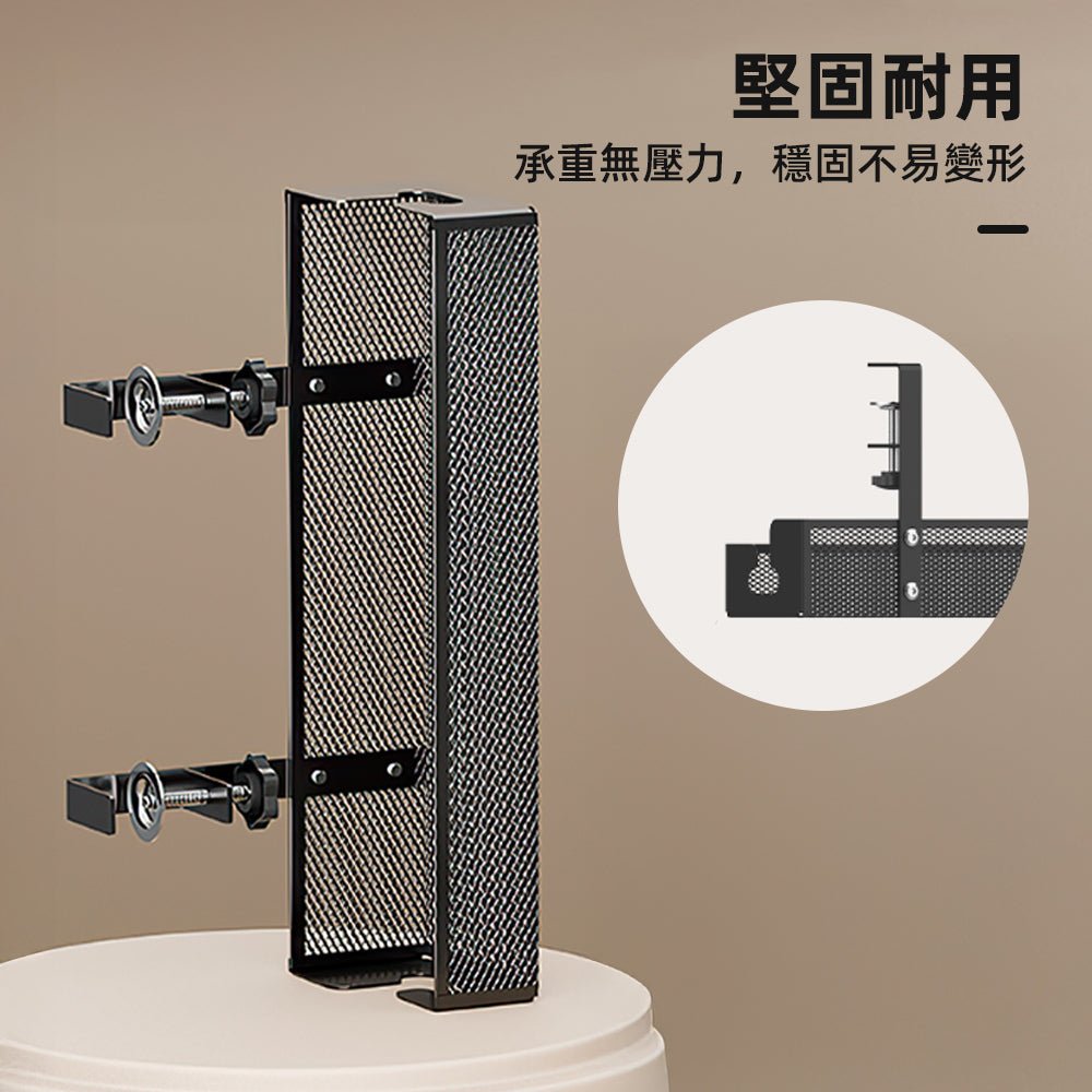 金屬電線收納盒|桌下隱藏集線神器・免釘安裝穩固耐重・鏤空散熱設計不悶電線