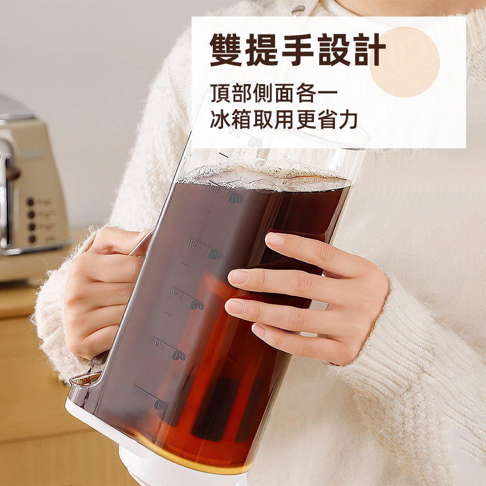 冷萃過濾冷水壺 2.2L|可冷泡熱泡雙用・細密濾網不卡茶渣・旋轉式倒水免開蓋