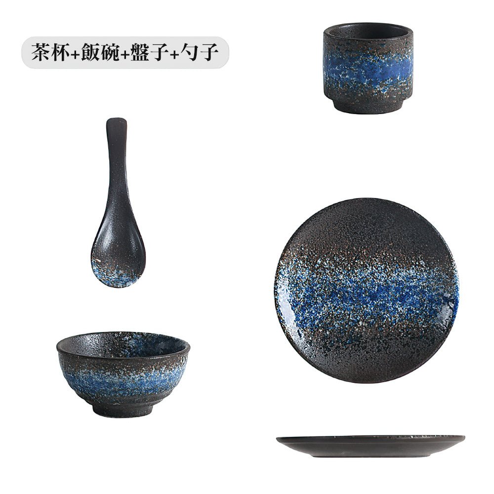 復古日式餐具|釉下彩細膩工藝・4件組碗盤器皿