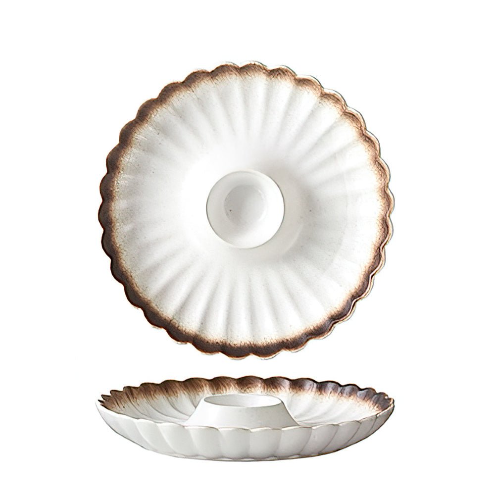 富士山水餃盤|一體式醬碟設計・高溫燒製陶瓷・和風點心盤