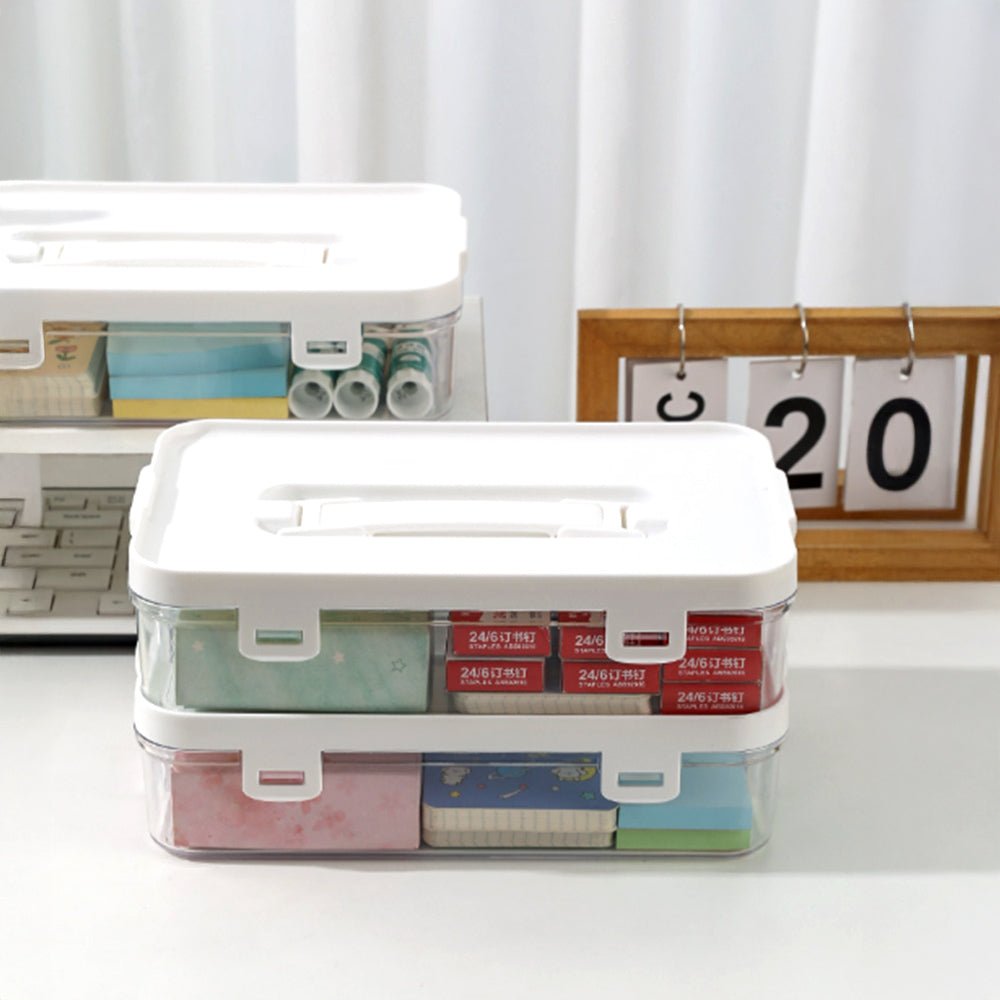 透明疊疊手提收納盒|小物一目了然・桌面整齊不卡卡