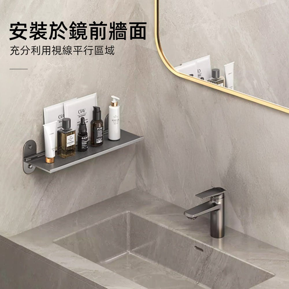 鏡前免鑽收納架|洗手台瓶瓶罐罐終於整齊了