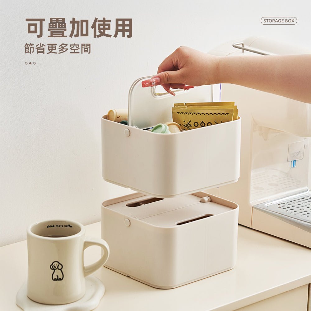 掀蓋手提收納盒|一掀即拿・桌面分類超順手