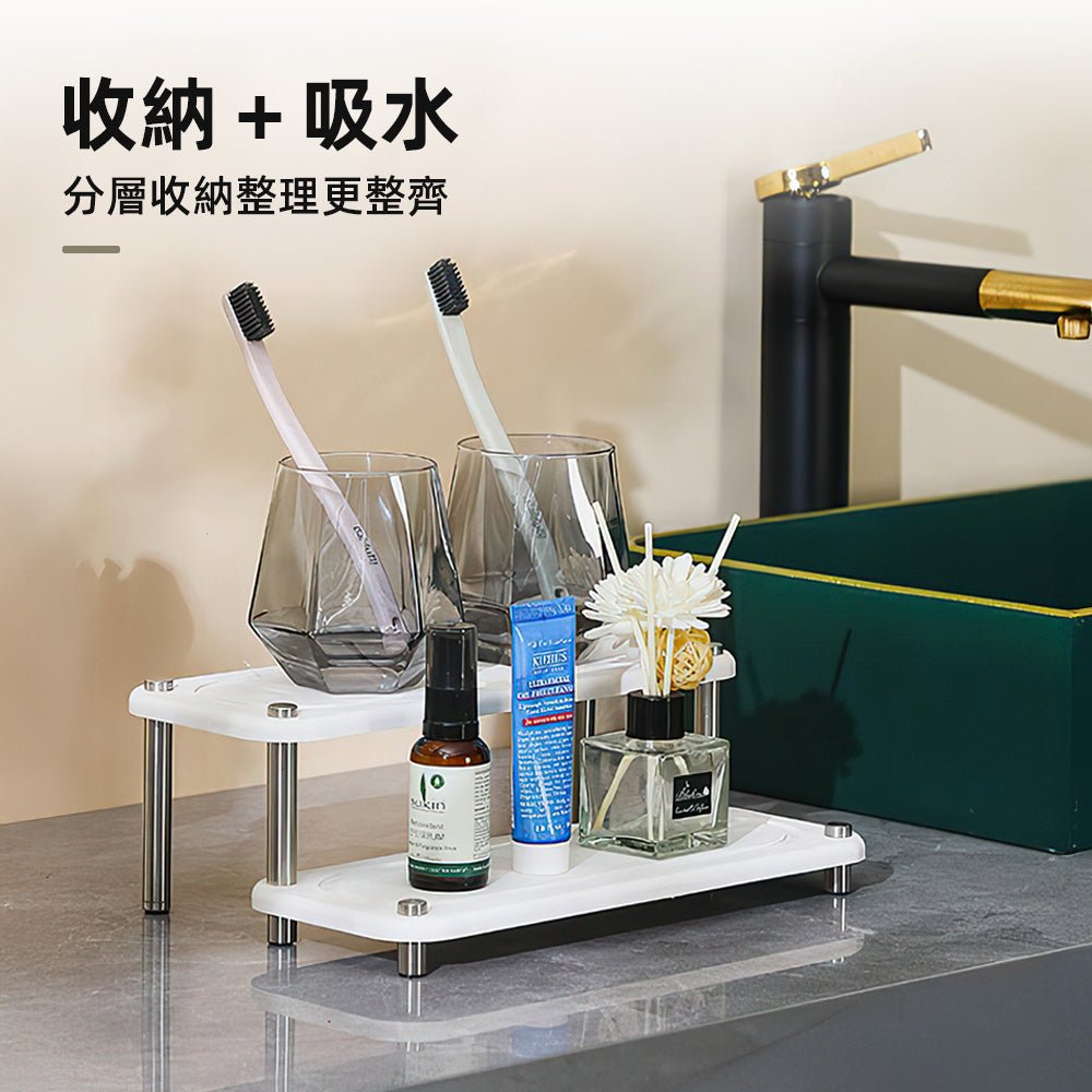 雙層珪藻土吸水架|洗手台不再濕答答