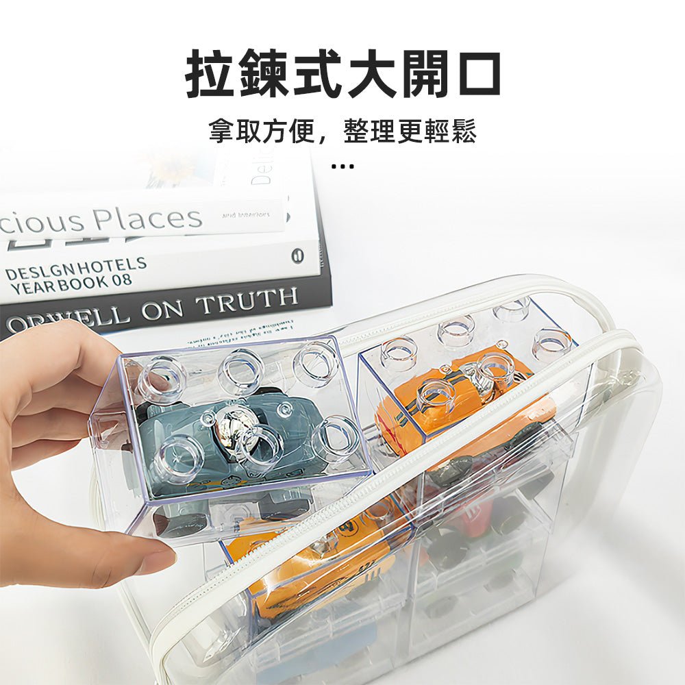 透明硬殼收納包|硬挺透明一目了然・可水洗防潑水・洗漱化妝收線一次搞定