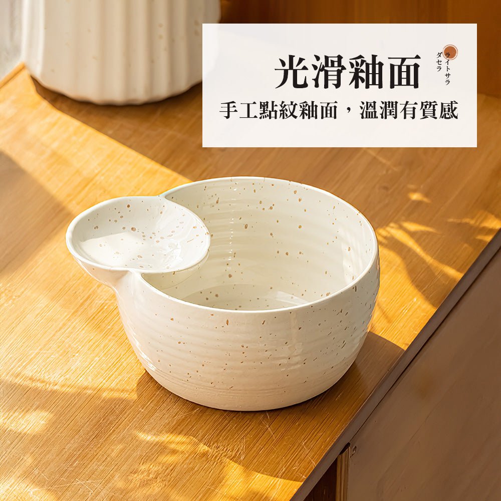 輕食沙拉陶瓷碗|分隔設計免找醬料碟・早餐水果都好盛