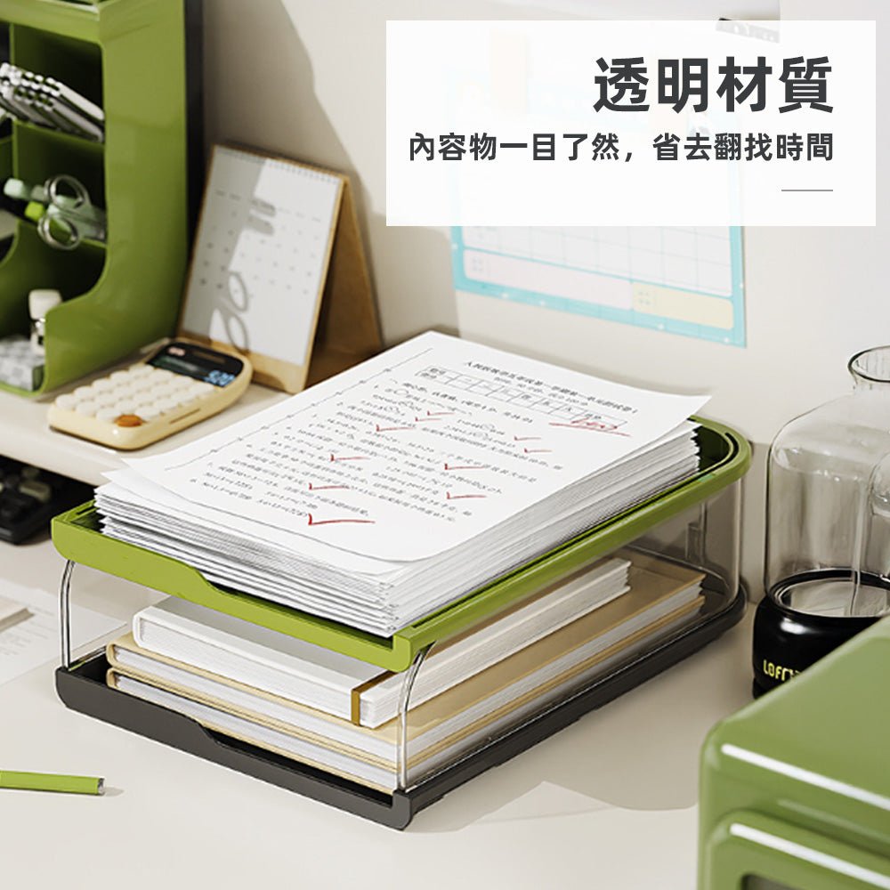 4層A4文件收納盒|透明分層設計・桌面整齊一目了然