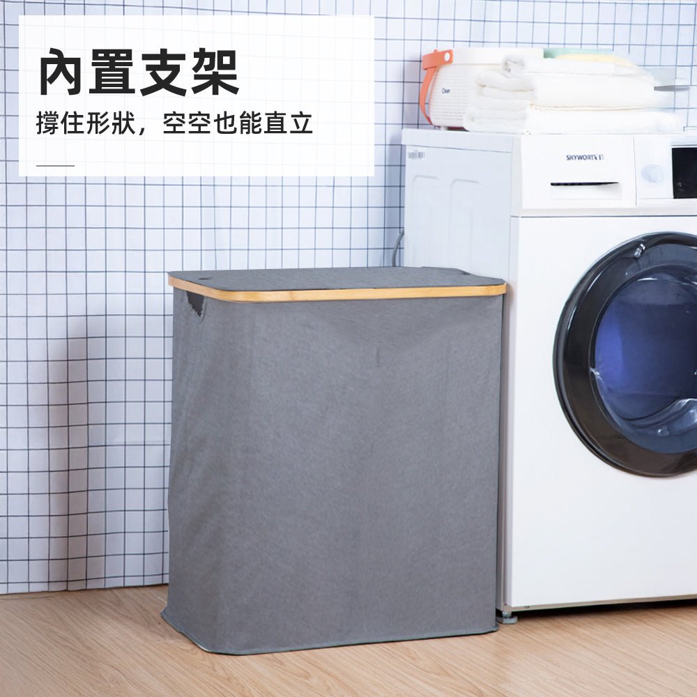 掀蓋分格洗衣籃|雙格分類・可折疊收納不佔空間