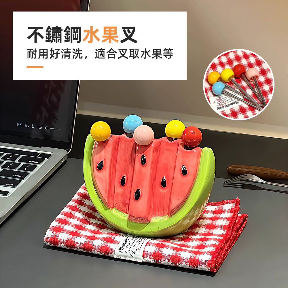 西瓜陶瓷水果叉組|夏日餐桌的繽紛甜趣點綴