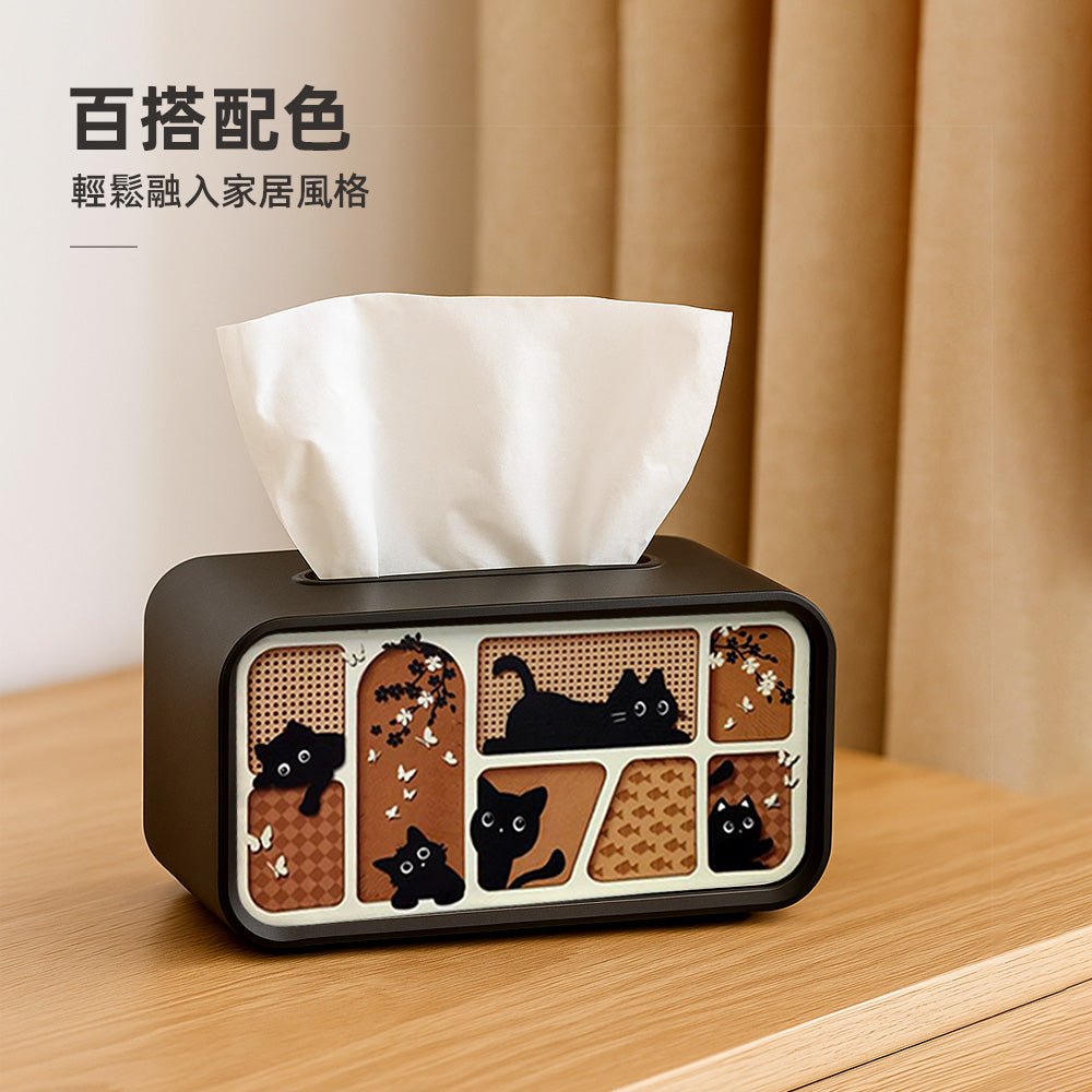 貓咪衛生紙盒|療癒小黑貓造型・抽取順暢不卡紙・質感家居百搭