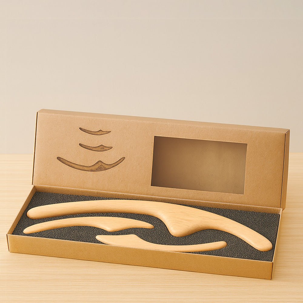 日式木質體雕按摩器|全身舒壓・臉部線條細緻・一組多用途設計