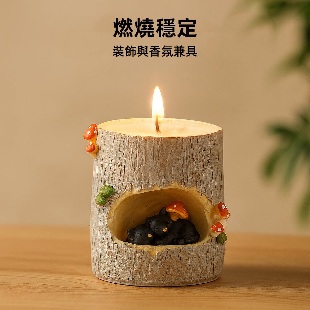 樹洞香氛蠟燭|小熊樹洞造景・天然大豆蠟少煙無異味・白茉莉薄荷花果調・溫暖光影營造居家氛圍|上手家居