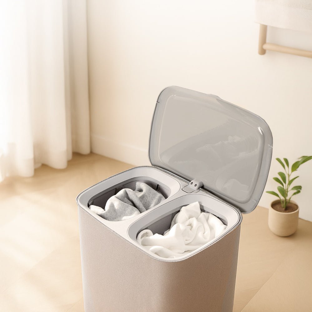 雙格可提手洗衣籃|分區收納・輕鬆提取・讓換洗更整潔