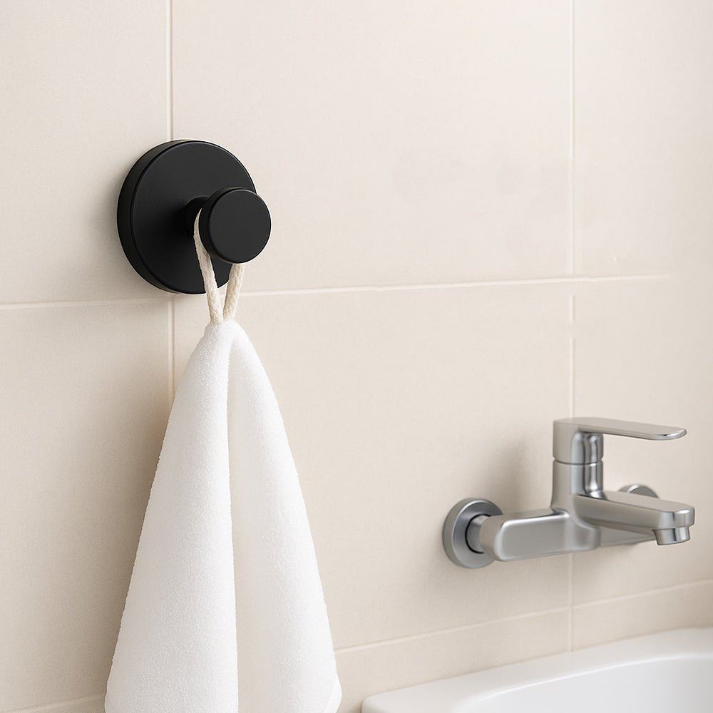 簡雅黑色吸盤掛鉤 4入組|免釘安裝・穩固承重・低調質感風格