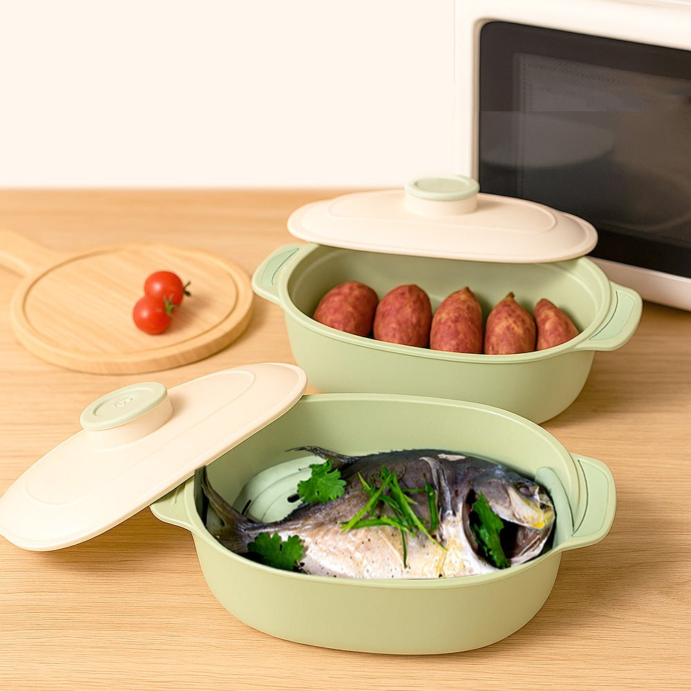 矽膠微波蒸煮盒|微波也能蒸出水嫩感・鎖住食材原汁・耐熱220度安心烹調