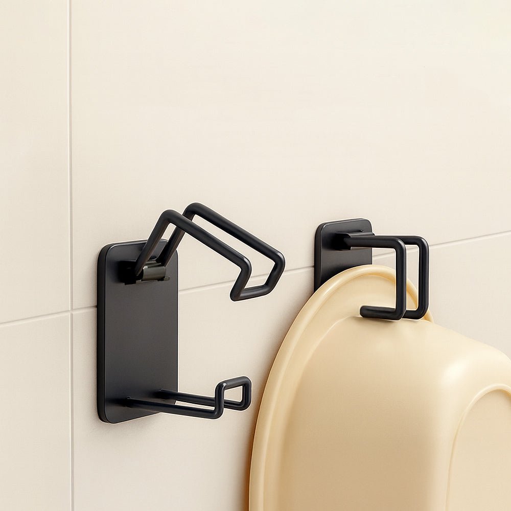 霧黑不鏽鋼折疊臉盆掛勾|釋放浴室地面空間・大小臉盆一架收納