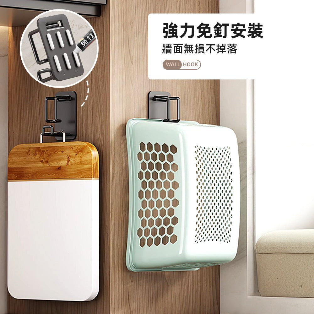 霧黑不鏽鋼折疊臉盆掛勾|釋放浴室地面空間・大小臉盆一架收納