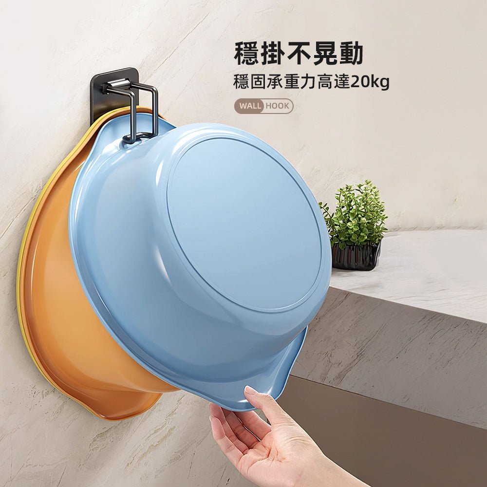 霧黑不鏽鋼折疊臉盆掛勾|釋放浴室地面空間・大小臉盆一架收納