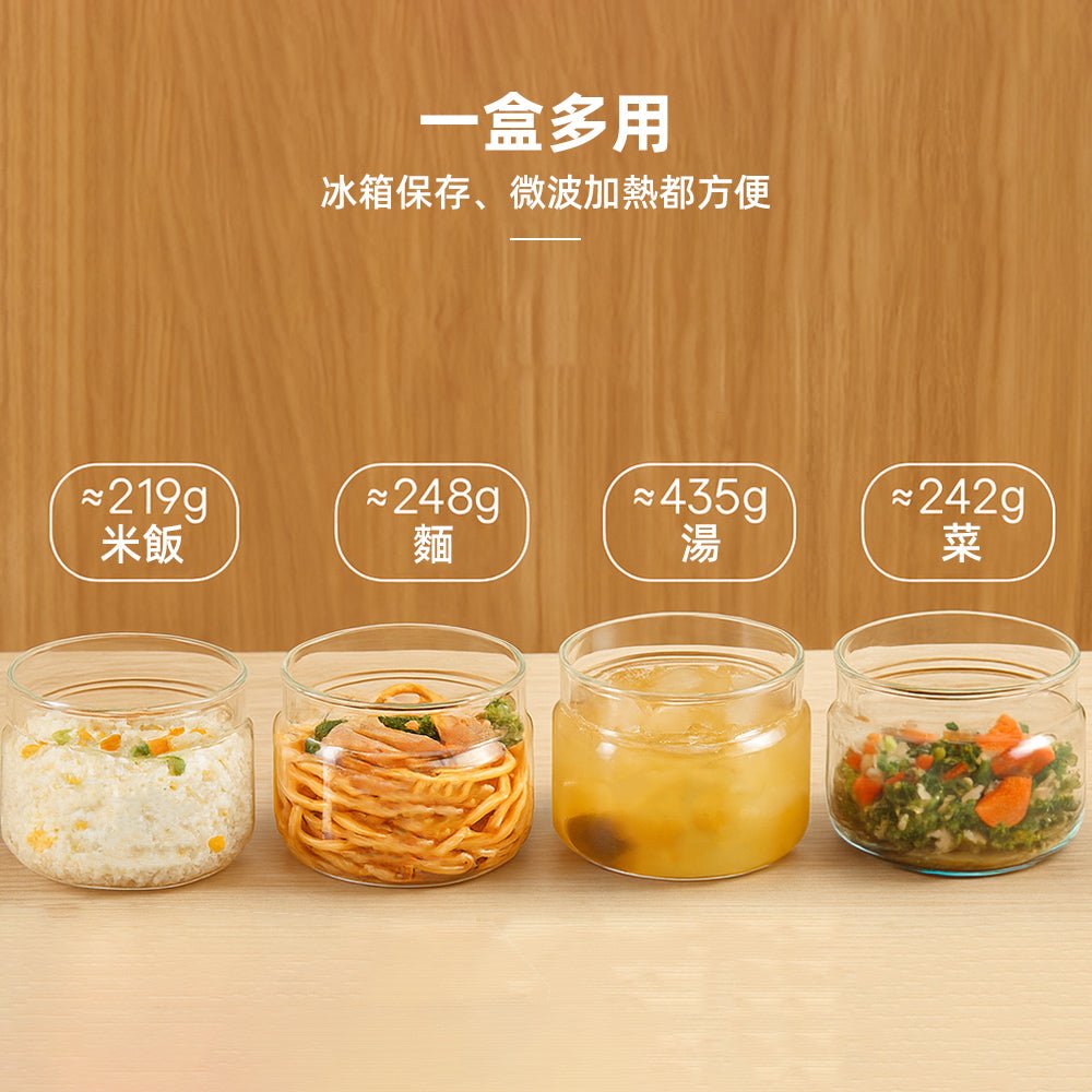 圓形玻璃保鮮便當盒3入組|飯菜湯分裝不串味・可微波烤箱加熱・附保溫袋上班好攜帶