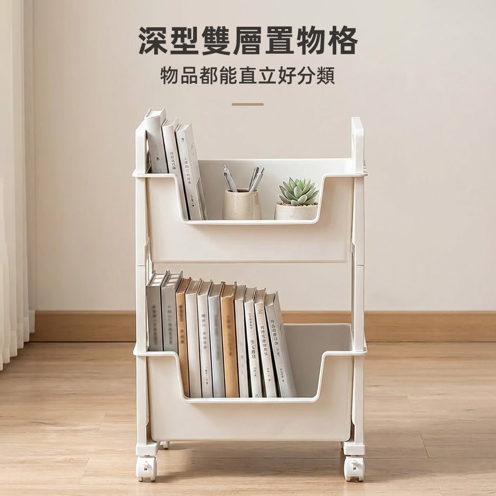 雙層帶輪收納箱|書本玩具分類好找・移動收納更輕鬆