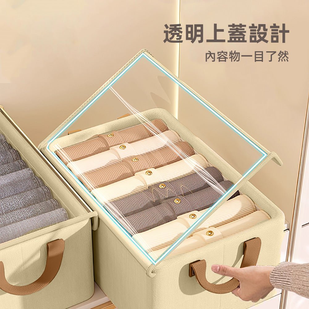 透視帶蓋衣服收納箱|防塵好找可折疊