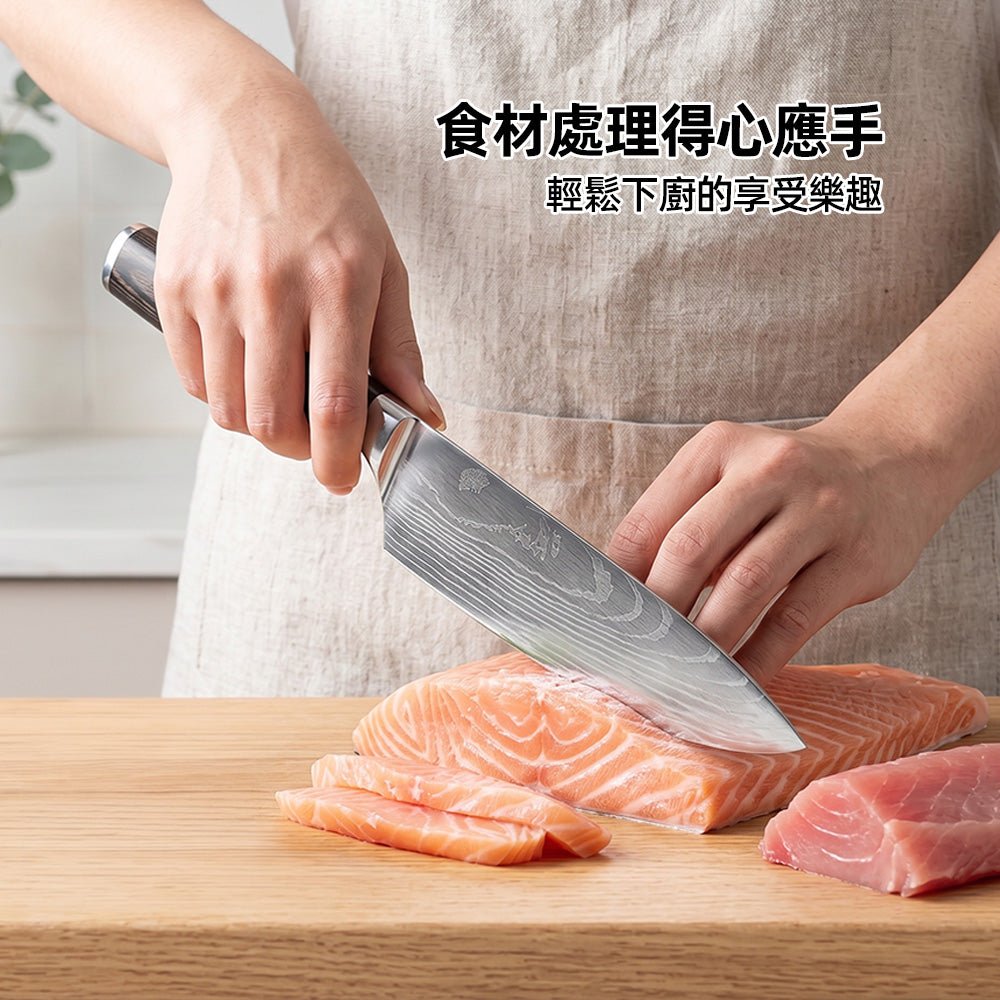 精煉大馬士革紋主廚刀|鋒利順手・讓每一次下廚都充滿儀式感
