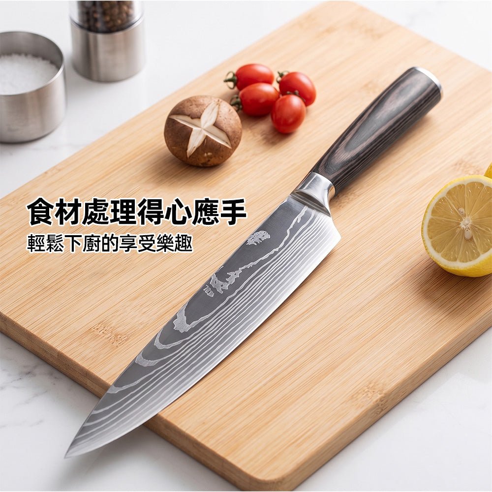 精煉大馬士革紋主廚刀|鋒利順手・讓每一次下廚都充滿儀式感