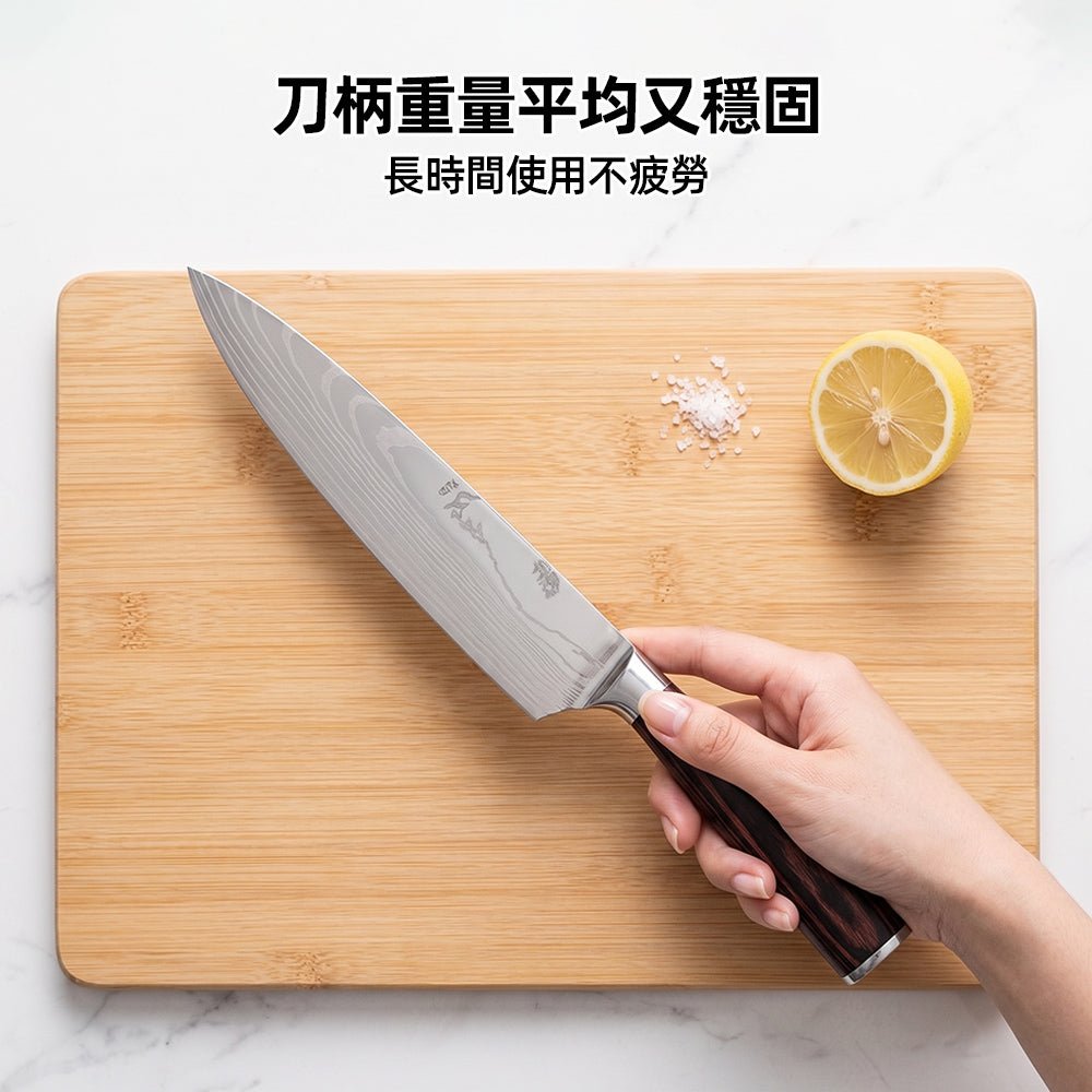 精煉大馬士革紋主廚刀|鋒利順手・讓每一次下廚都充滿儀式感