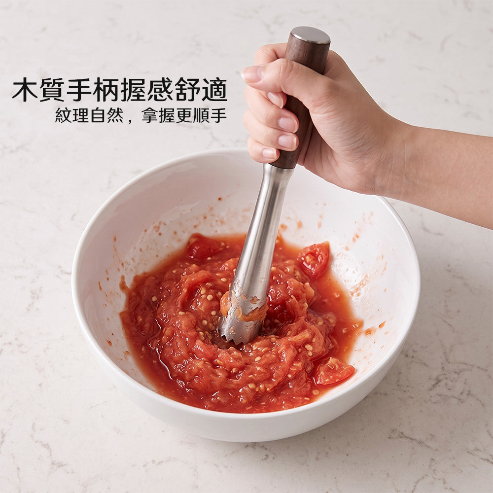 木柄不鏽鋼搗碎棒|在家調飲搗冰搗蒜一支到位