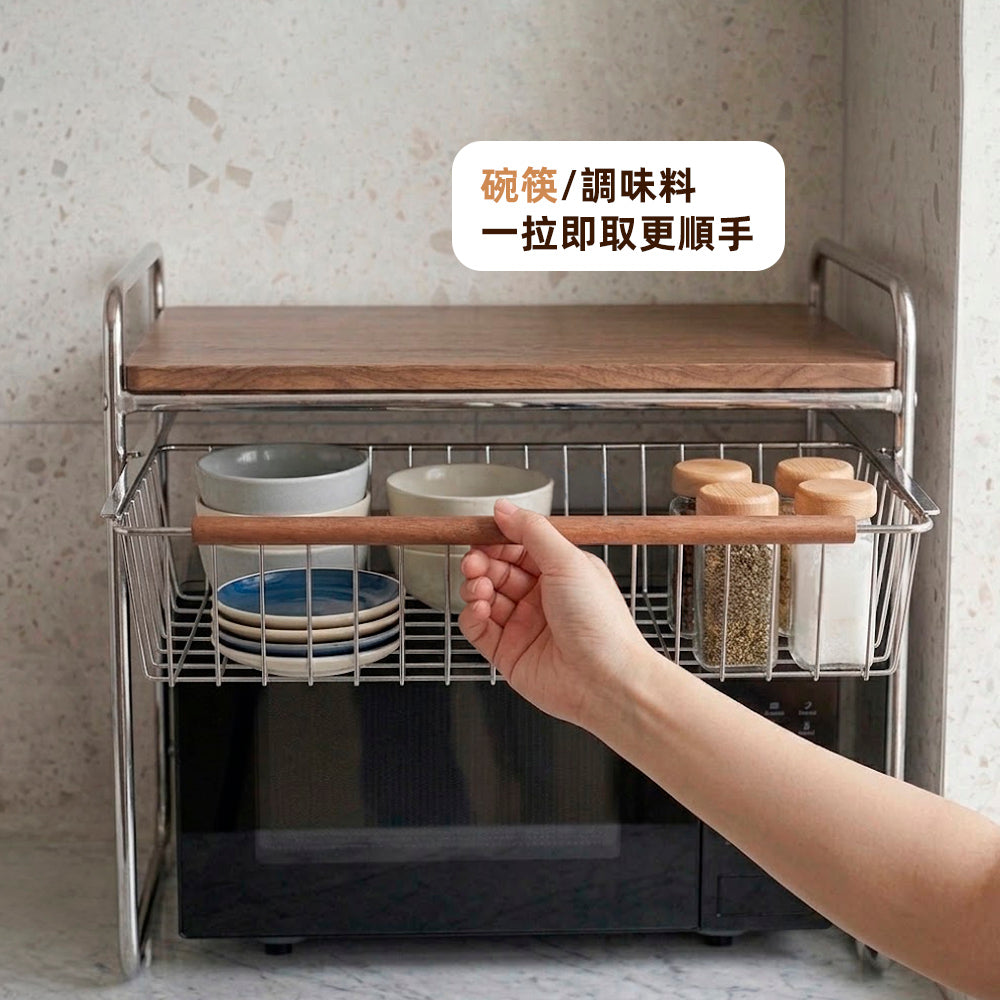 雙層抽屜微波爐架|微波爐上方也能多一層順手收納