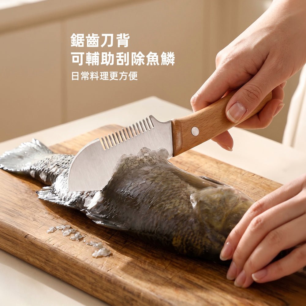 木柄切蔥梳齒刀|一拉蔥段變細絲・刀背還能刮魚鱗