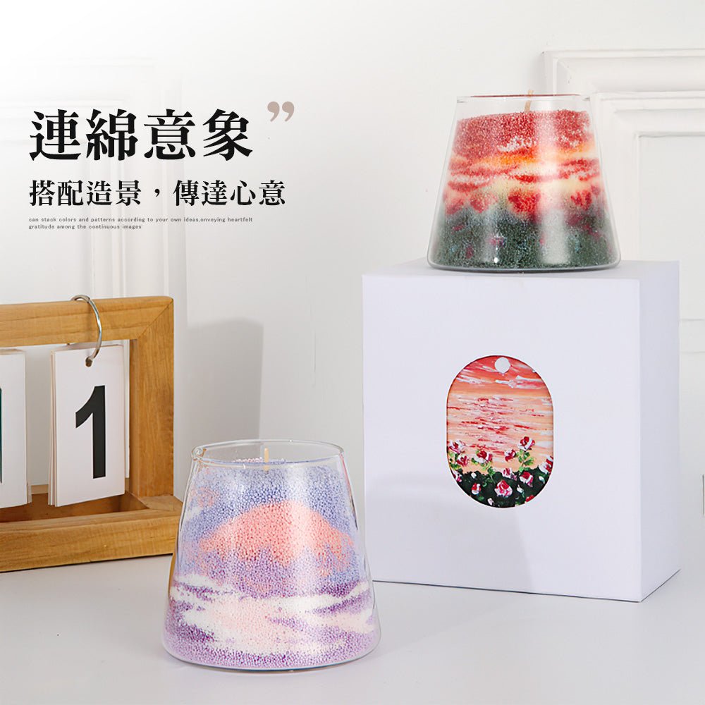 沙畫蠟燭|手作香氛沙蠟・玻璃杯擺飾・送禮首選