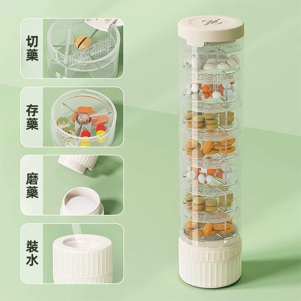 切藥器藥盒|4合1設計・切藥磨藥收納全包・七層防潮分類攜帶方便