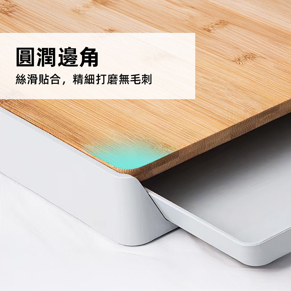 抽屜式砧板|一體成型切菜+收納・高密竹材不吸水・邊角防滑不滑動