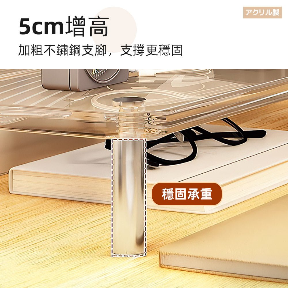 壓克力透明增高架 50cm|螢幕增高不卡線・桌面整齊無壓迫・可當擺設展示台 |上手家居