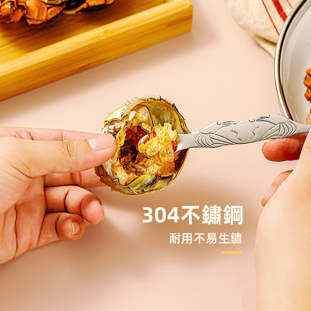 螃蟹工具 3件組|蟹鉗+蟹剪+挑肉勺一組搞定・鋒利不卡肉・304不鏽鋼一體成型