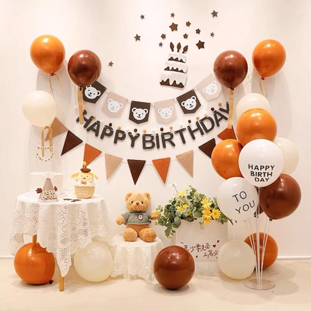 生日佈置拉旗組|小熊款柔色系・毛氈不易破・快速掛設打造滿分儀式感 |上手家居