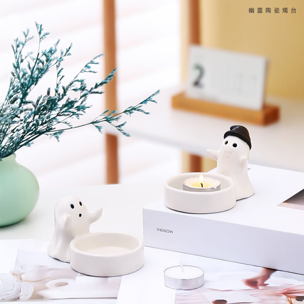 幽靈陶瓷燭台|萬聖派對的可愛亮點,點亮節日氛圍 |上手家居