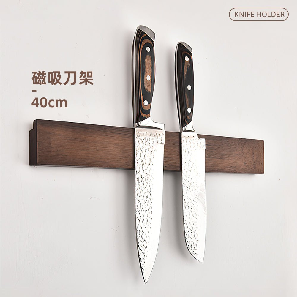 磁吸刀架 40cm|穩固磁吸不滑落・免打孔安裝・木紋設計防刃損又好清潔