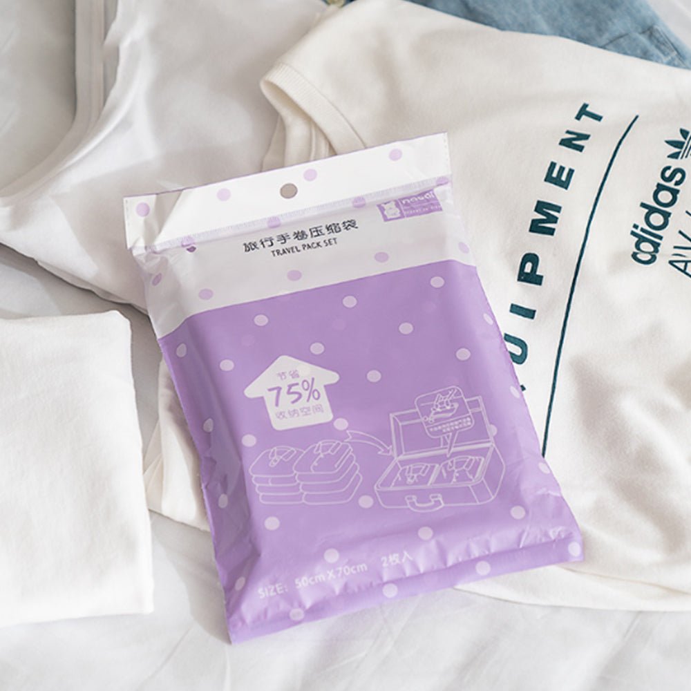旅行手捲壓縮袋 2入組|免抽氣真空收納・快速節省行李空間