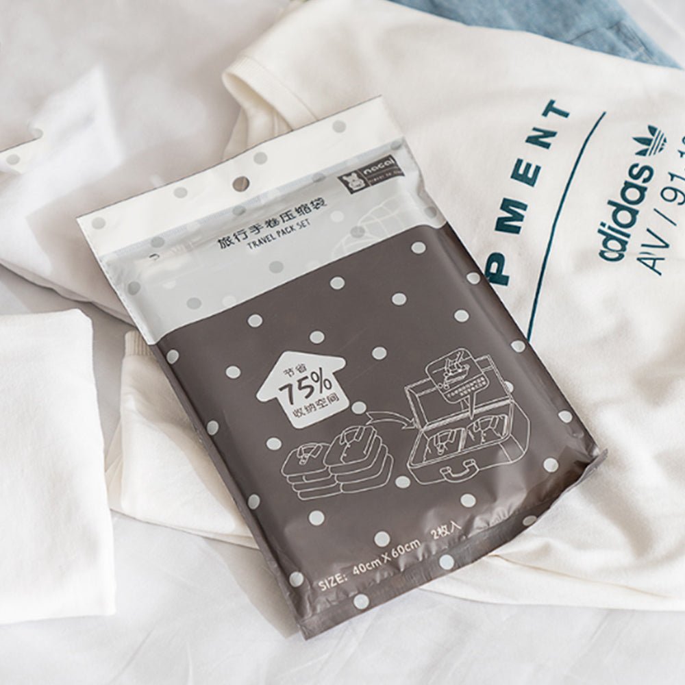 旅行手捲壓縮袋 2入組|免抽氣真空收納・快速節省行李空間